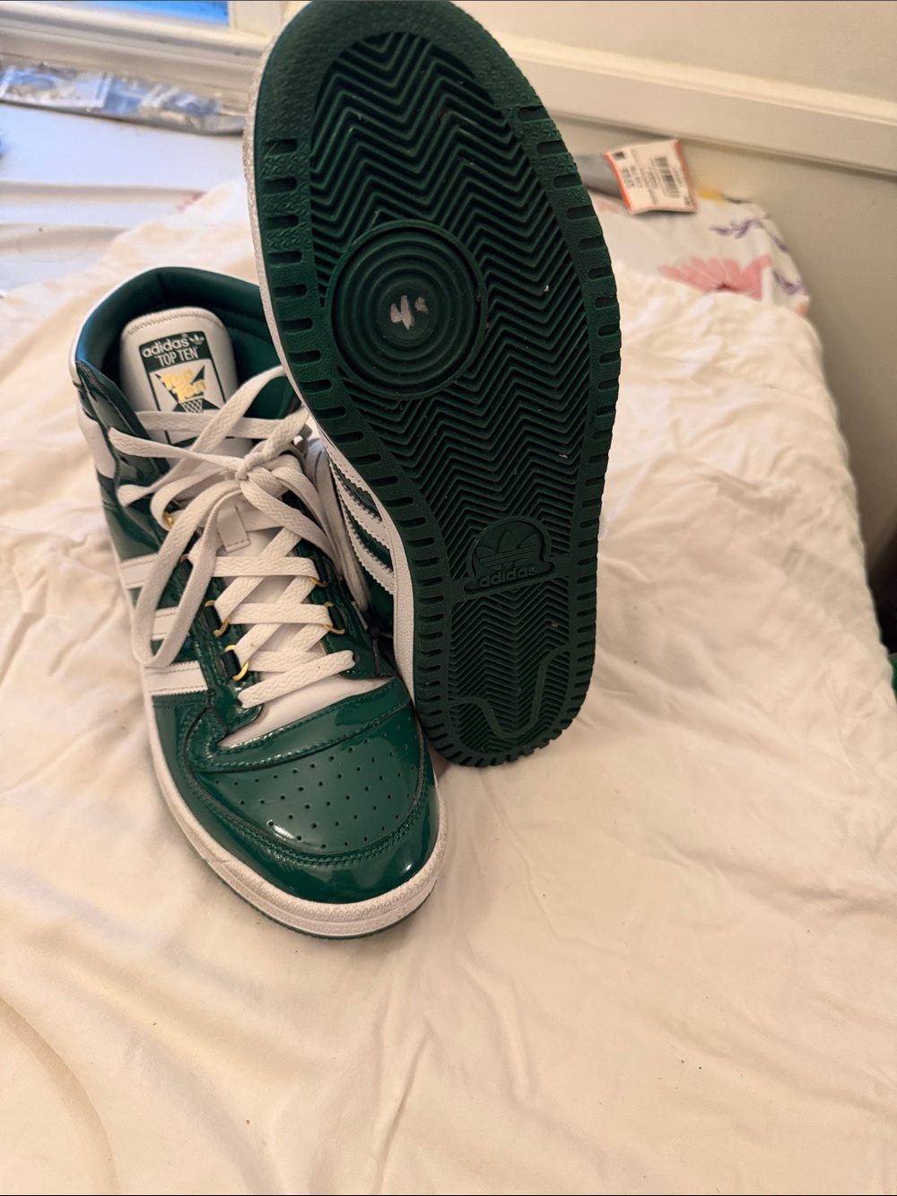 adidas Woman’s Green and White High-Top Sneakers